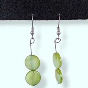 (2/$20) Dangling Green Shell Disc Earrings